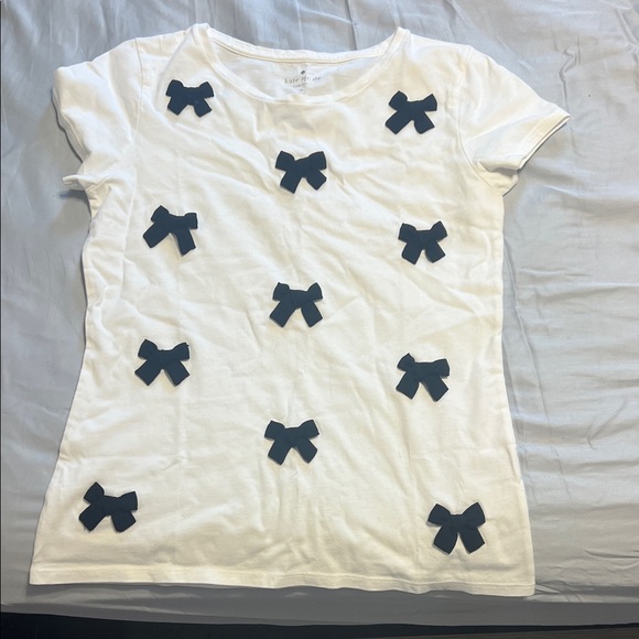 Kate Spade White Tee with Black Bow Details - Picture 1 of 1